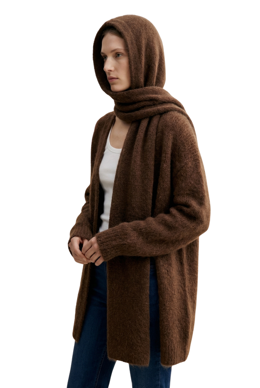 Penn Hooded Alpaca Scarf Cocoa