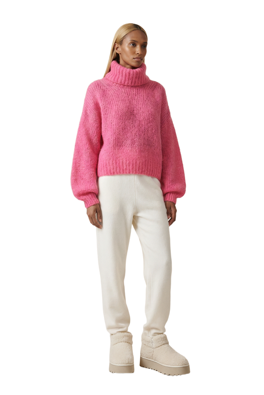 Pepper Roll Neck Alpaca Pullover Cropped Pink