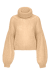 Pepper Roll Neck Alpaca Pullover Cropped Almond