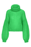 Pepper Roll Neck Alpaca Pullover Cropped Bright Green