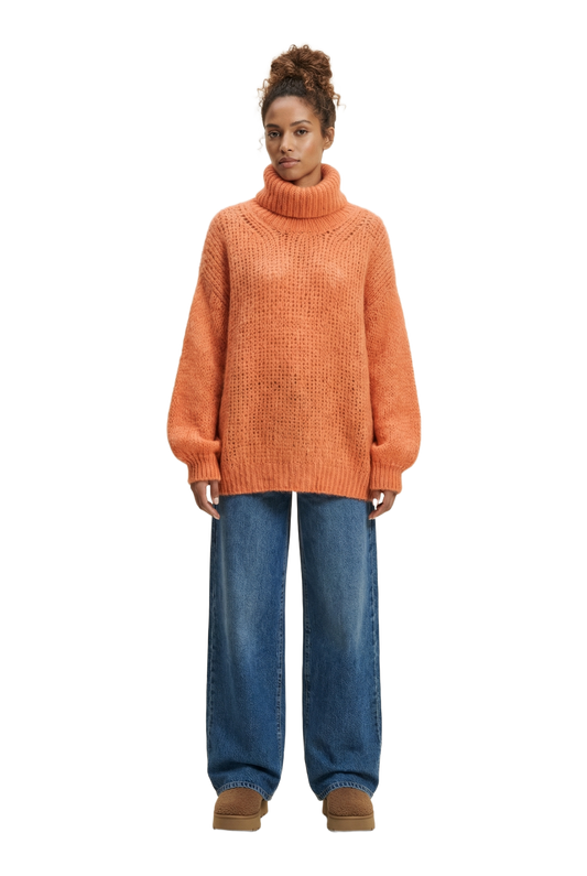 Pepper Roll Neck Alpaca Pullover Burnt Orange