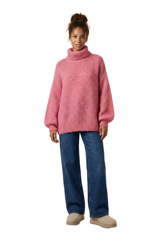 Pepper Roll Neck Alpaca Pullover Pink