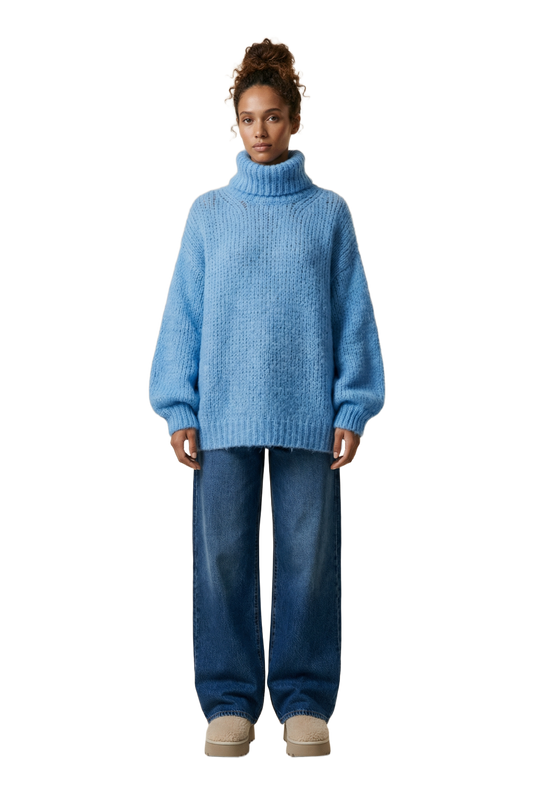 Pepper Roll Neck Alpaca Pullover Sky Blue