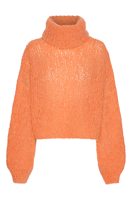 Pepper Roll Neck Alpaca Pullover Cropped Burnt Orange