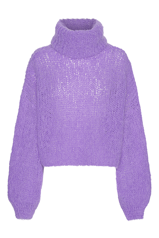 Pepper Roll Neck Alpaca Pullover Cropped Lilac