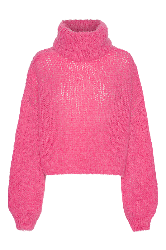 Pepper Roll Neck Alpaca Pullover Cropped Pink