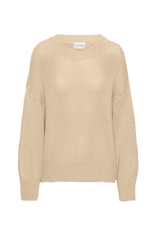 Pepper Round Neck Cotton Pullover Almond