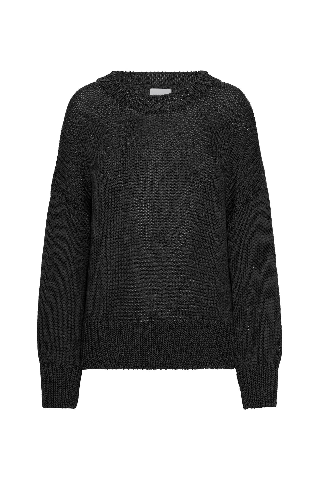 Pepper Round Neck Cotton Pullover Black