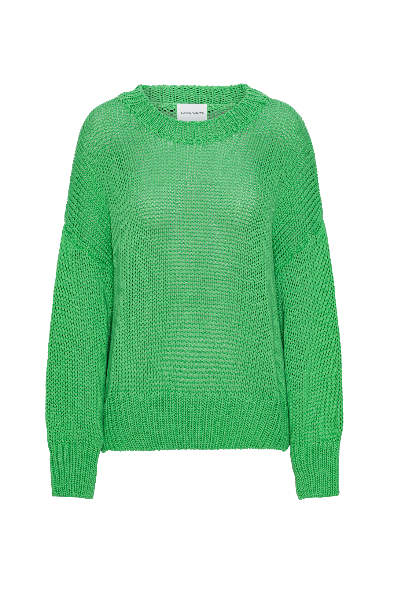 Pepper Round Neck Cotton Pullover Bright Green