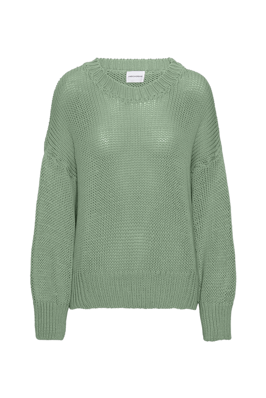 Pepper Round Neck Cotton Pullover Dusty Green