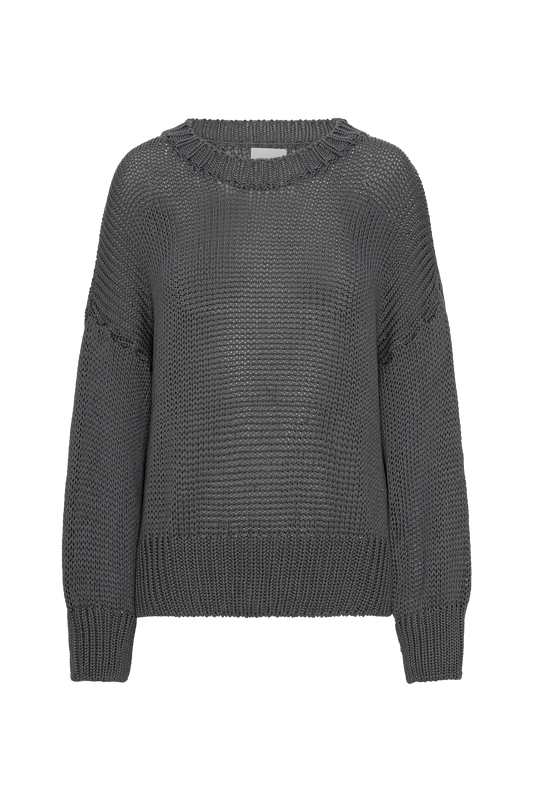 Pepper Round Neck Cotton Pullover Graphite