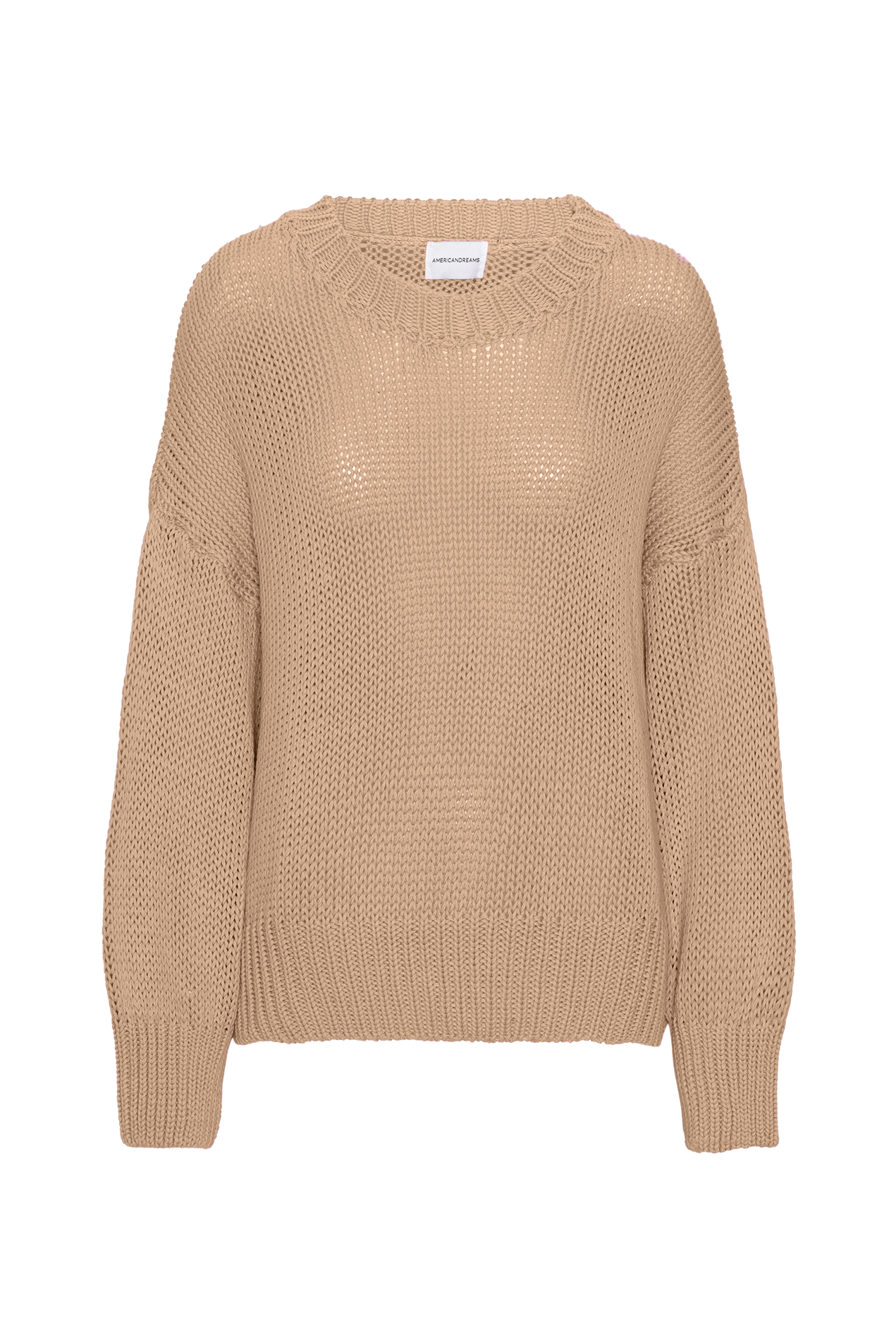 Pepper Round Neck Cotton Pullover Medium Brown