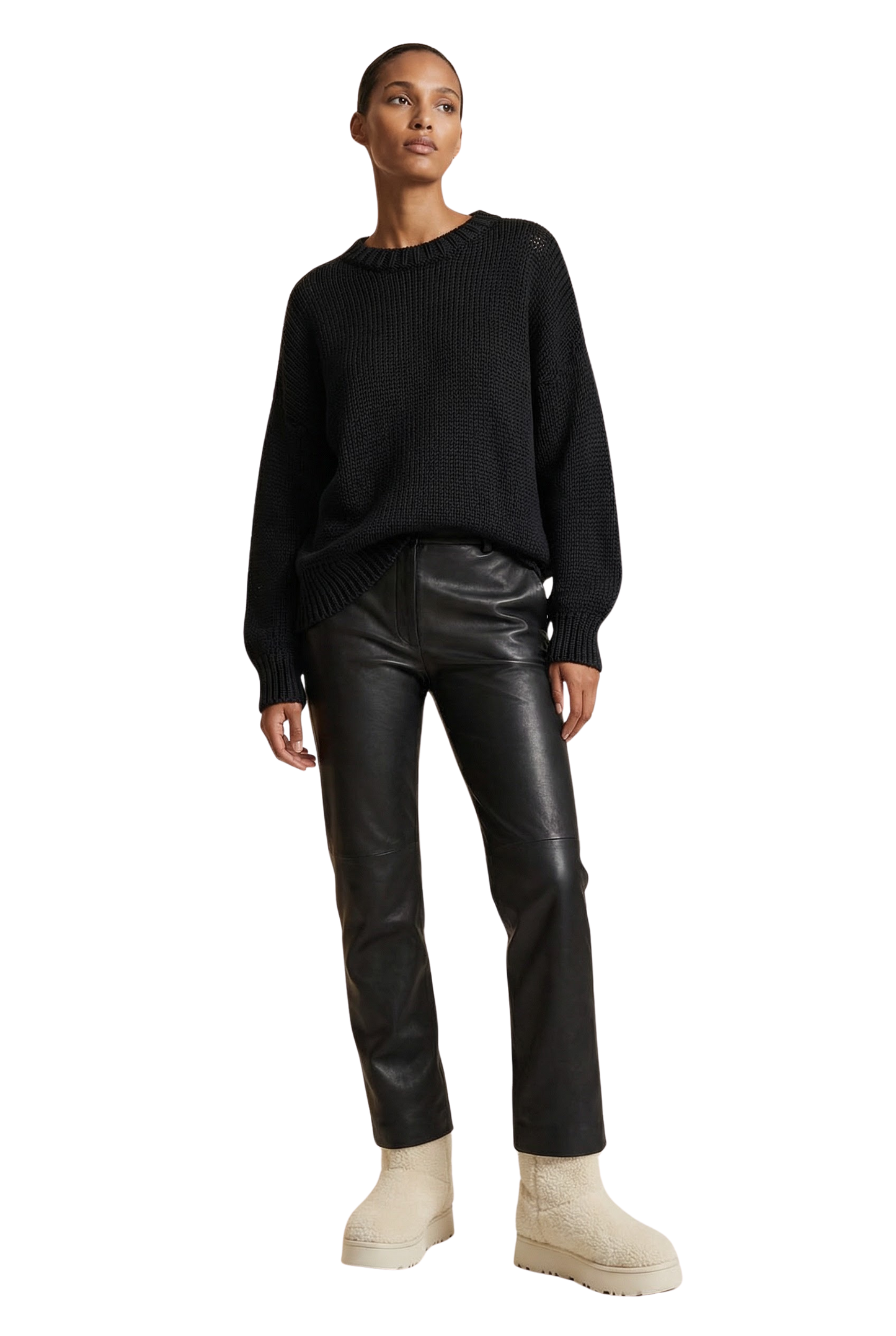 Pepper Round Neck Cotton Pullover Black
