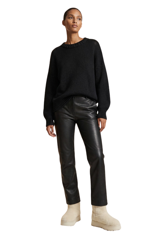 Pepper Round Neck Cotton Pullover Black