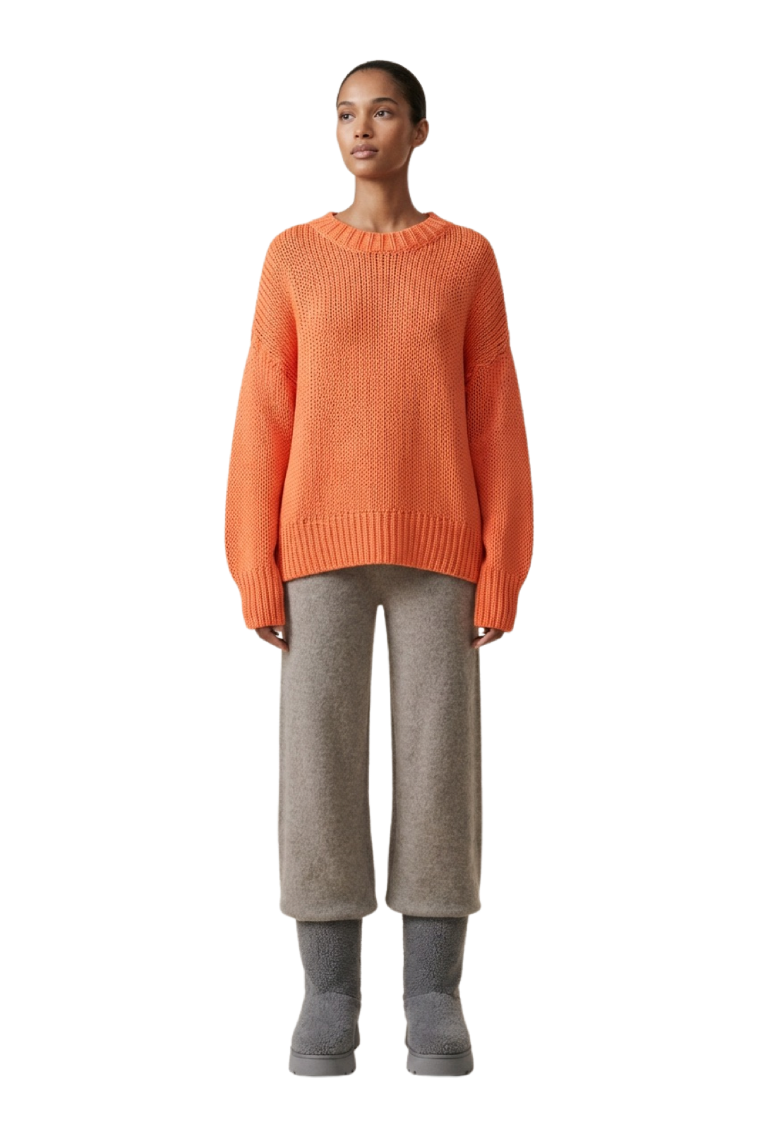 Pepper Round Neck Cotton Pullover Burnt Orange