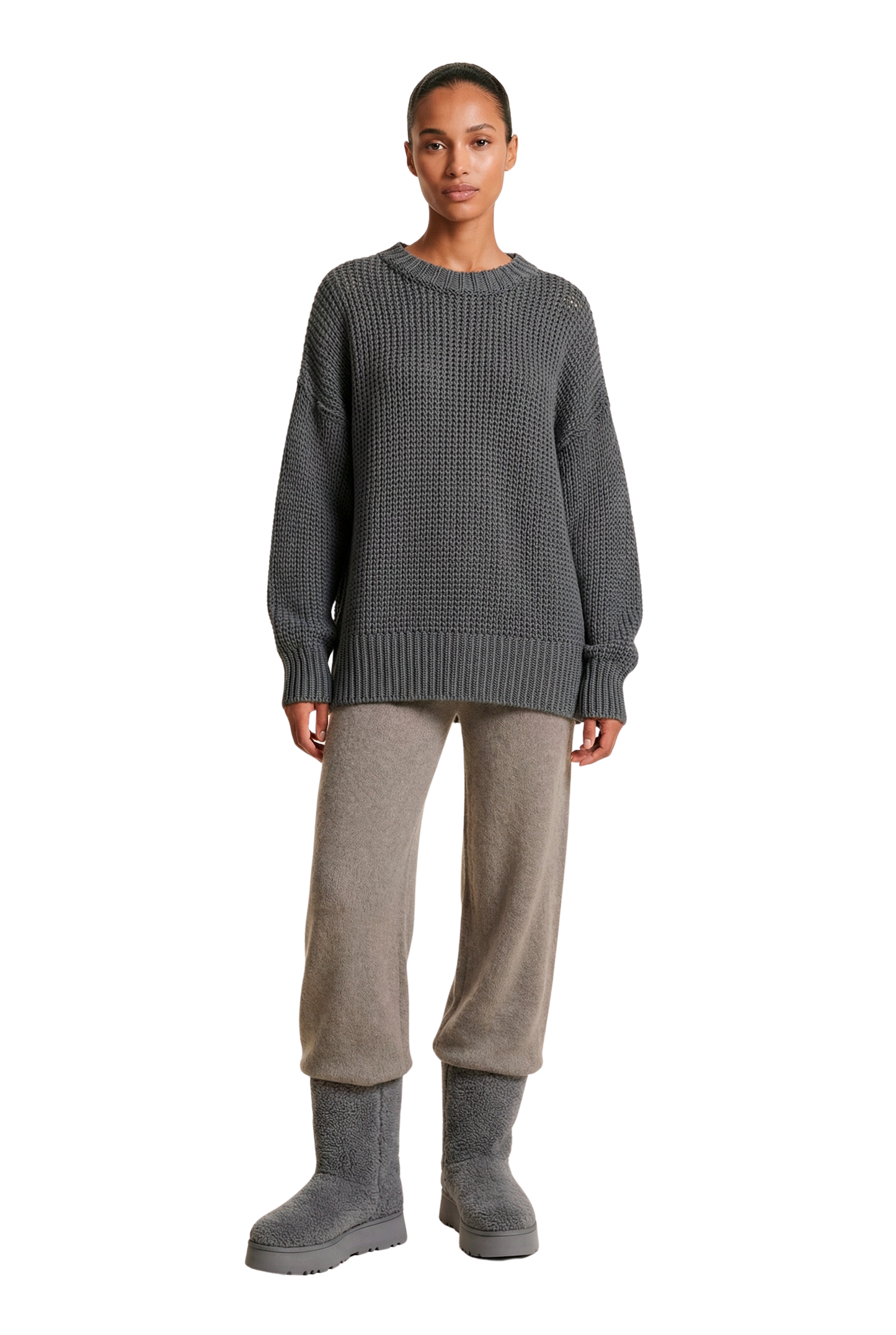 Pepper Round Neck Cotton Pullover Graphite