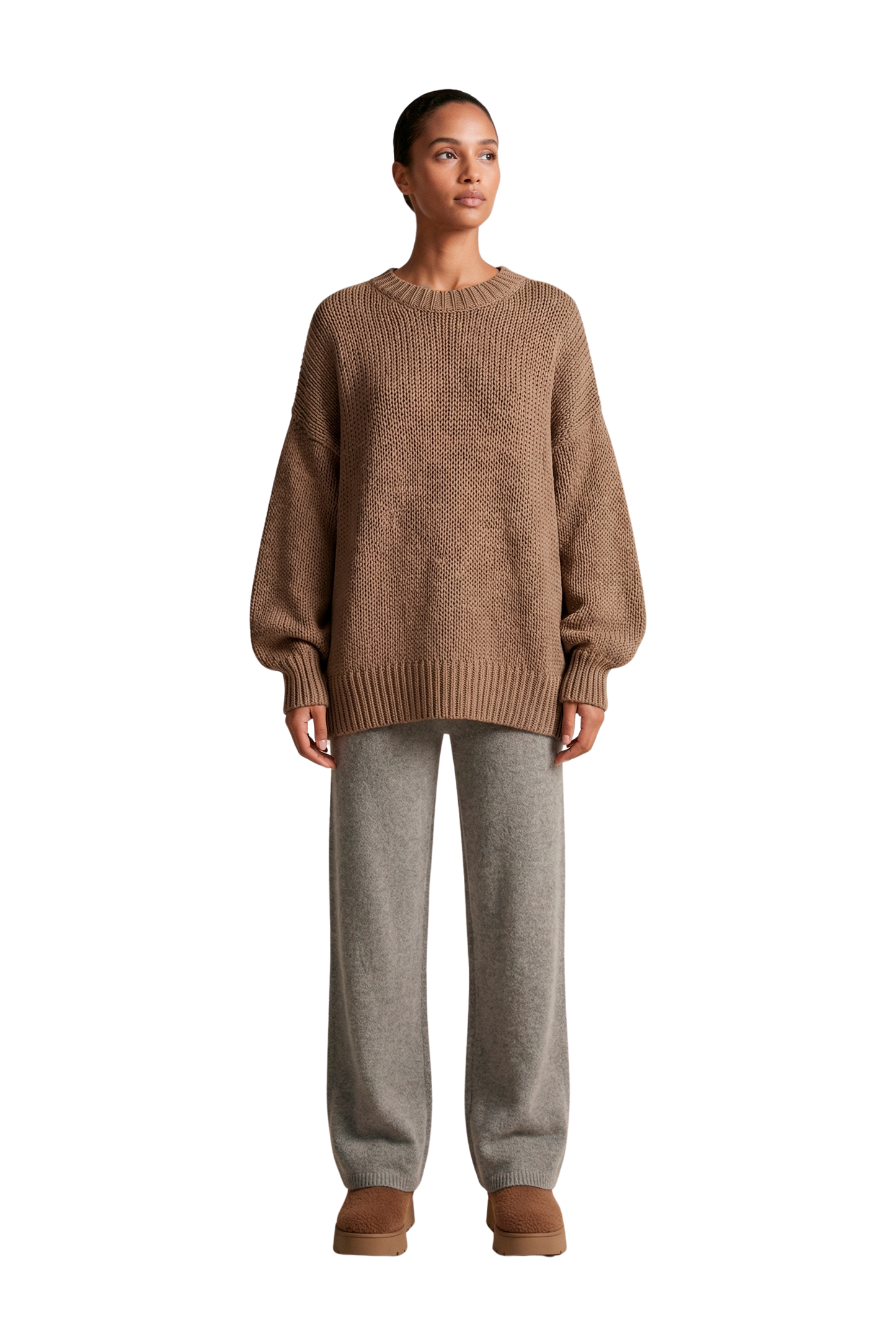 Pepper Round Neck Cotton Pullover Medium Brown