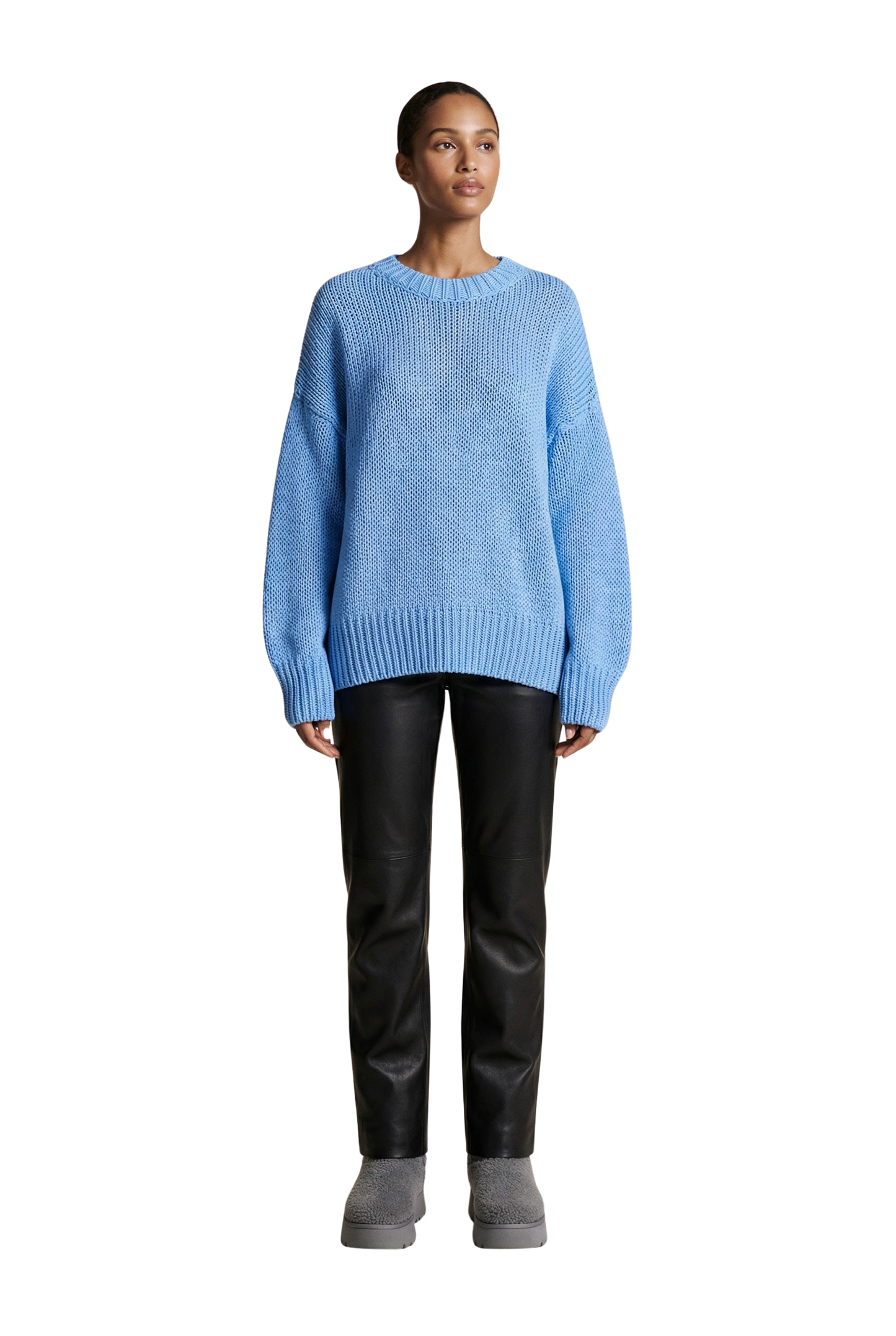 Pepper Round Neck Cotton Pullover Sky Blue
