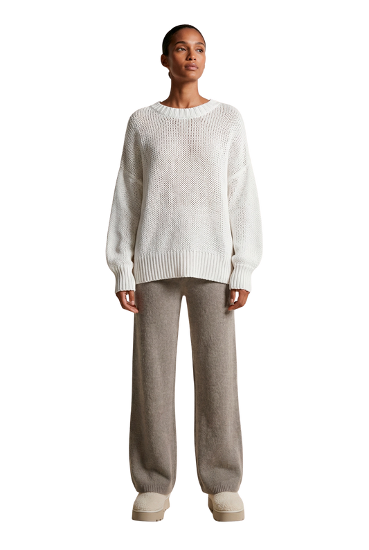 Pepper Round Neck Cotton Pullover White