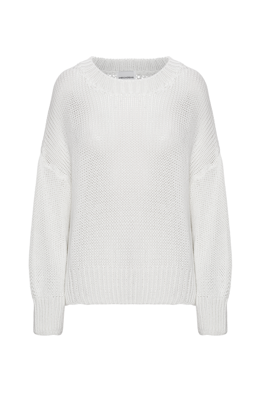 Pepper Round Neck Cotton Pullover White