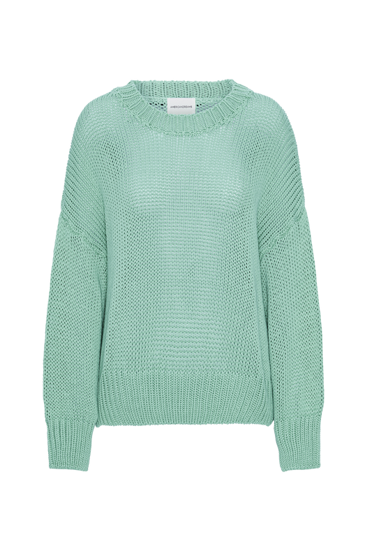 Pepper Round Neck Cotton Pullover Light Green