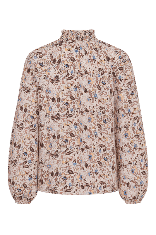 Perla Cotton Shirt Sand Multi Small Flower