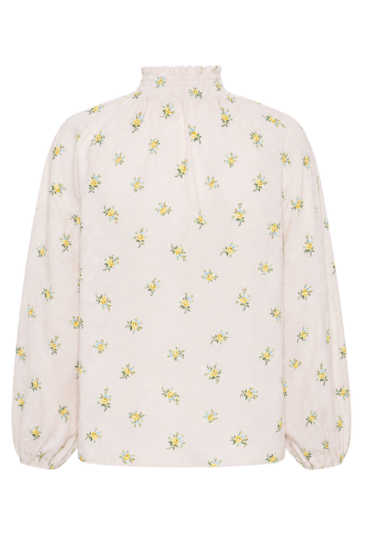 Perla Cotton Shirt Yellow Flower