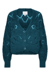 Riley Cotton Cardigan Teal Blue