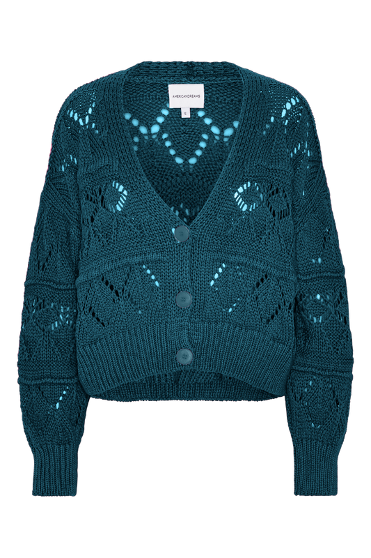 Riley Cotton Cardigan Teal Blue