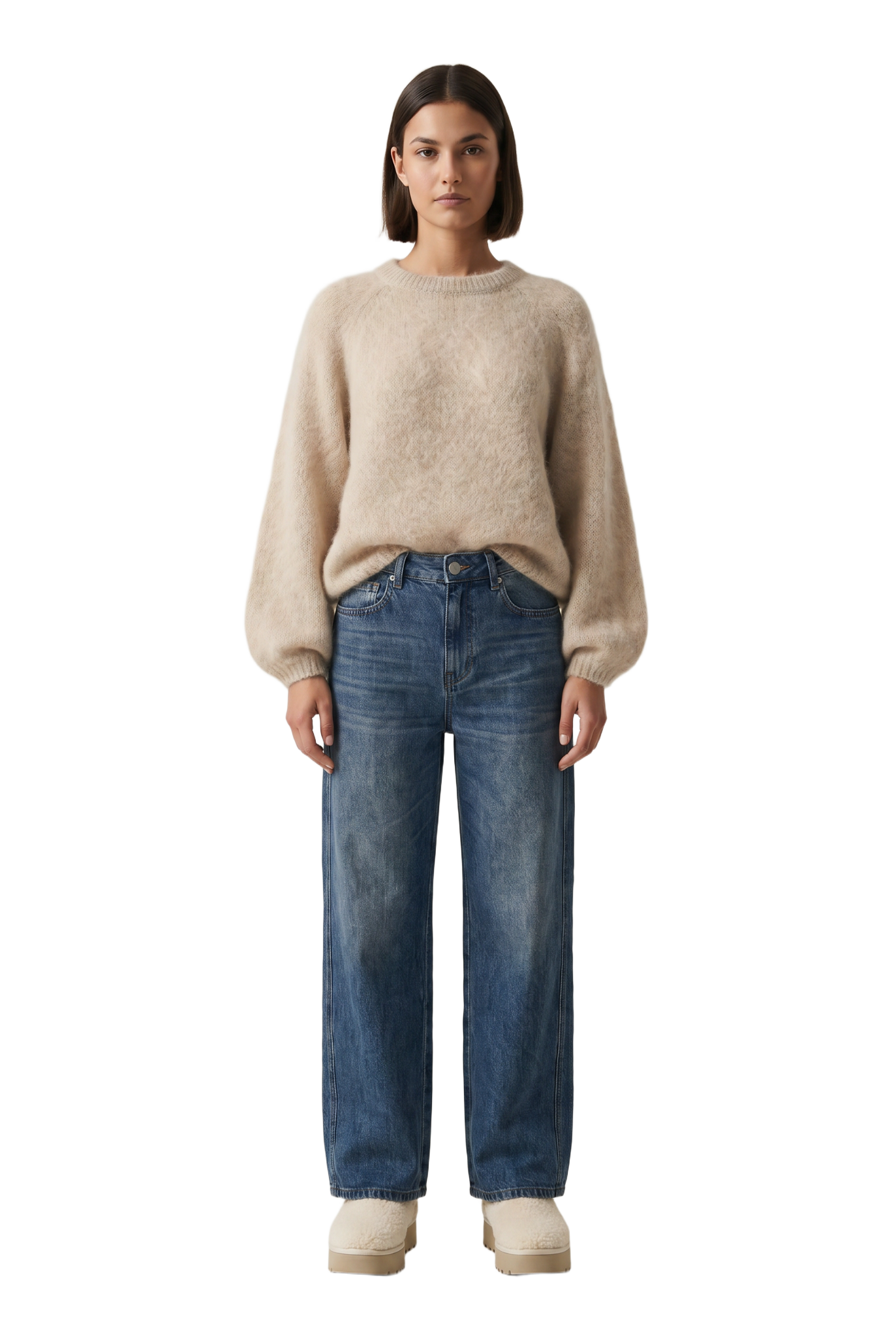 Rosie Mohair Knit Pullover Beige