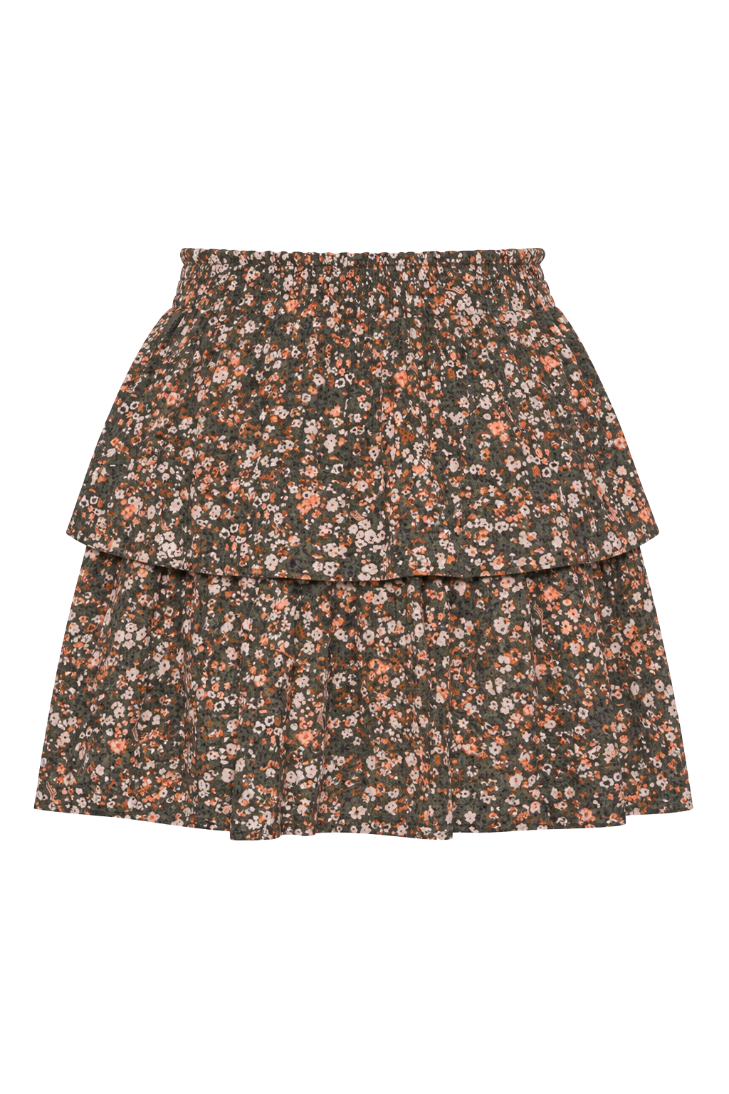 Sally Cotton Short Skirt Army Flower