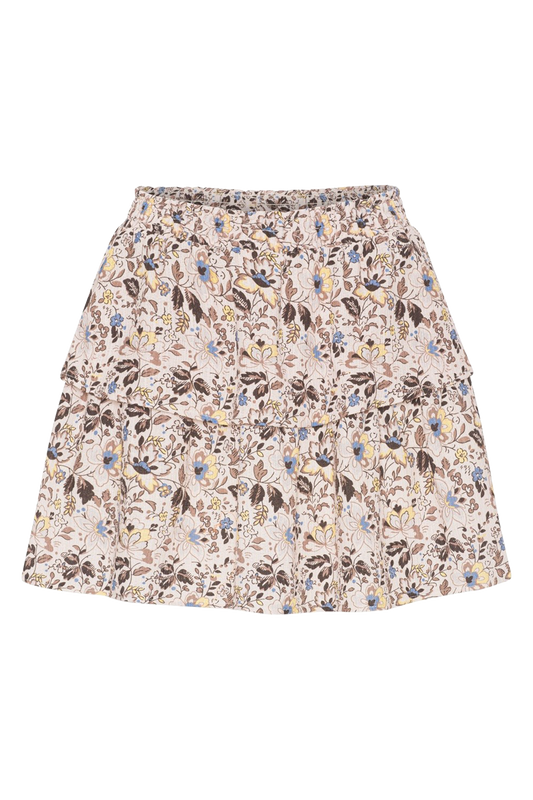 Sally Cotton Short Skirt Sand Flower