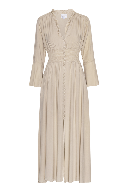 Sally Long Dress Solid Beige