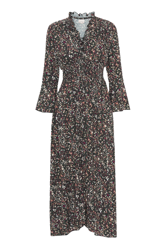 Sally Long Dress Black Flower