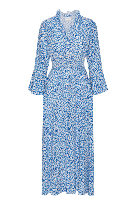 Sally Long Dress Blue White Flowers
