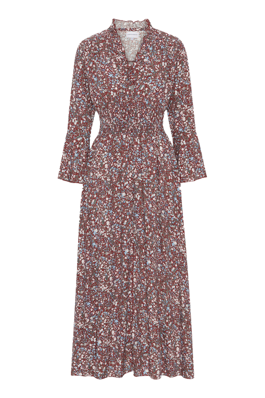 Sally Long Dress Bordeaux Flower