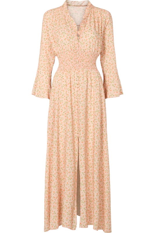 Sally Long Dress Peach Small Flower