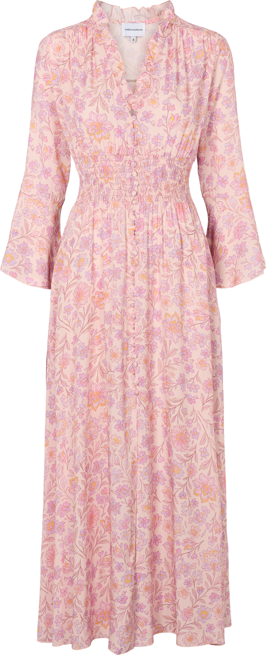 Sally Long Dress Paisley Light Pink Flower