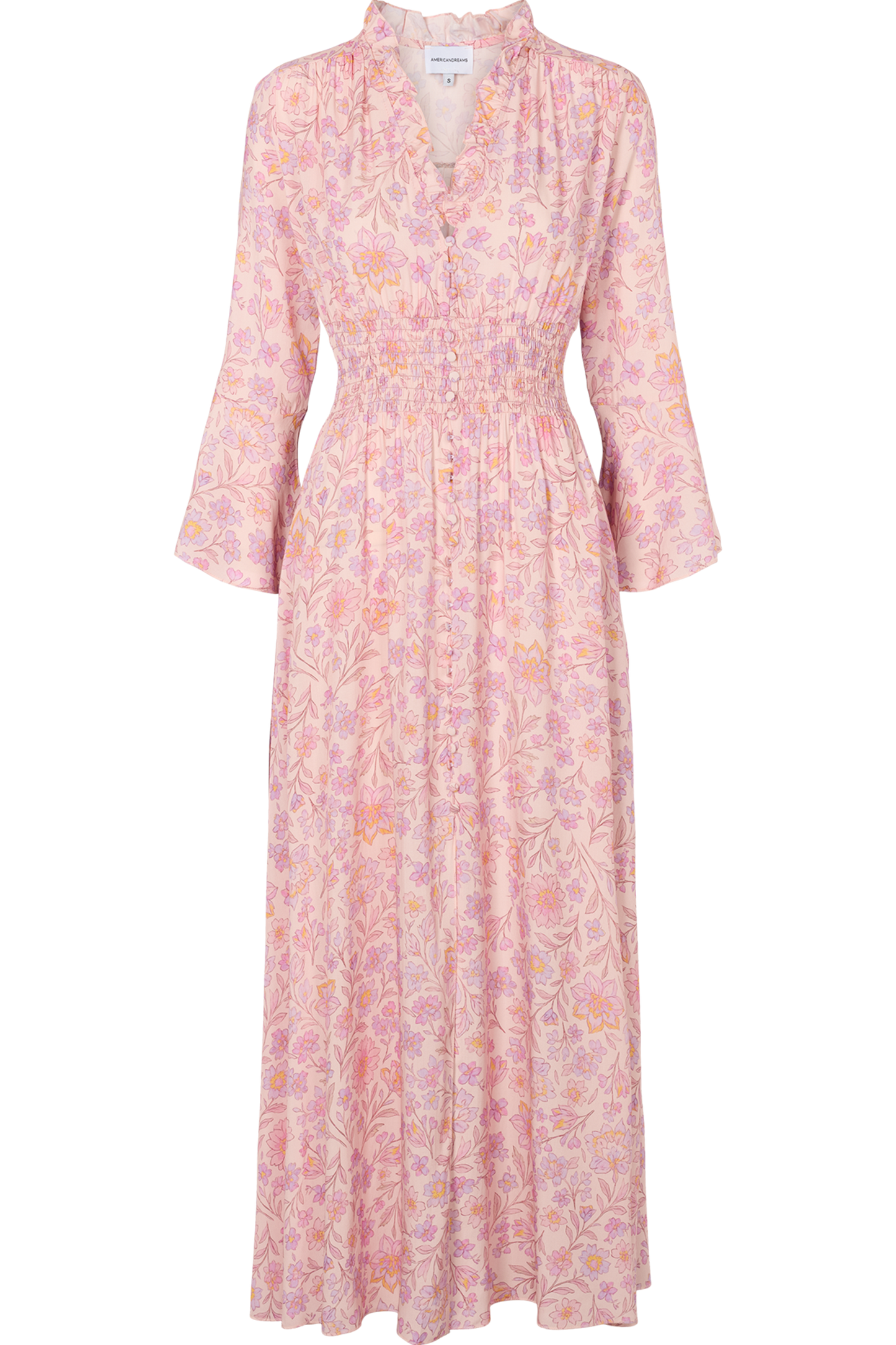 Sally Long Dress Paisley Light Pink Flower