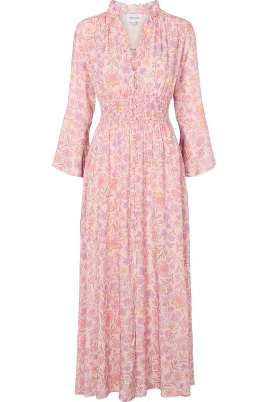 Sally Long Dress Paisley Light Pink Flower