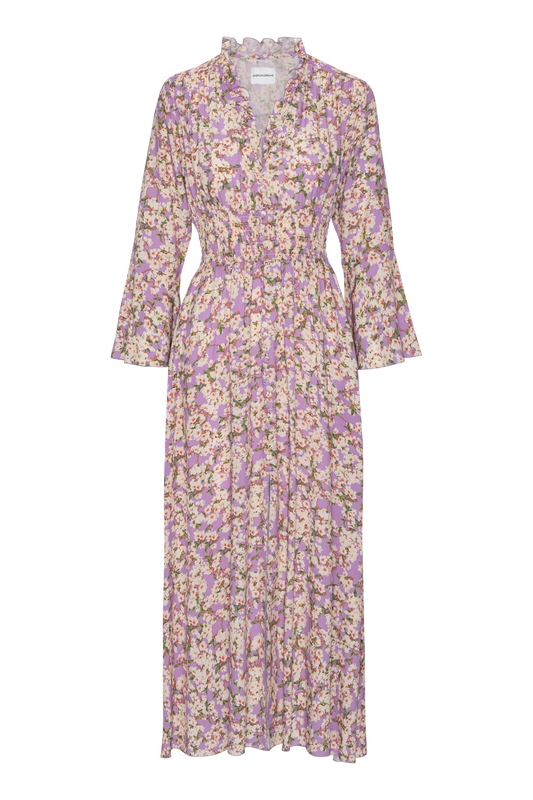 Sally Long Dress Lilac White Flowers