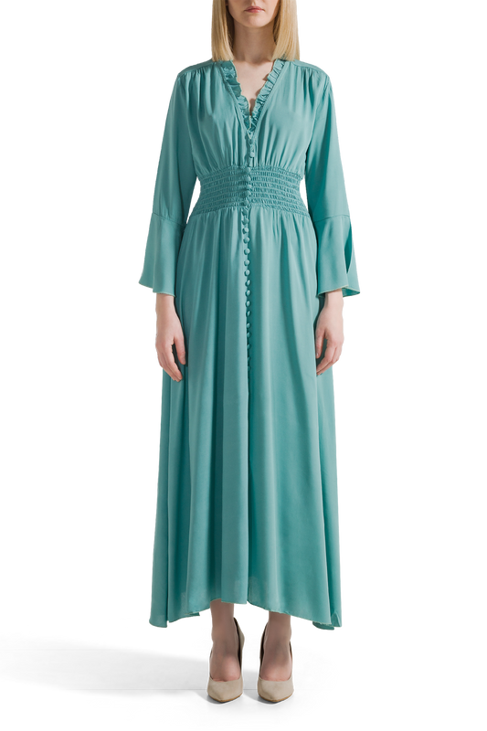 Sally Long Dress Turquoise Solid