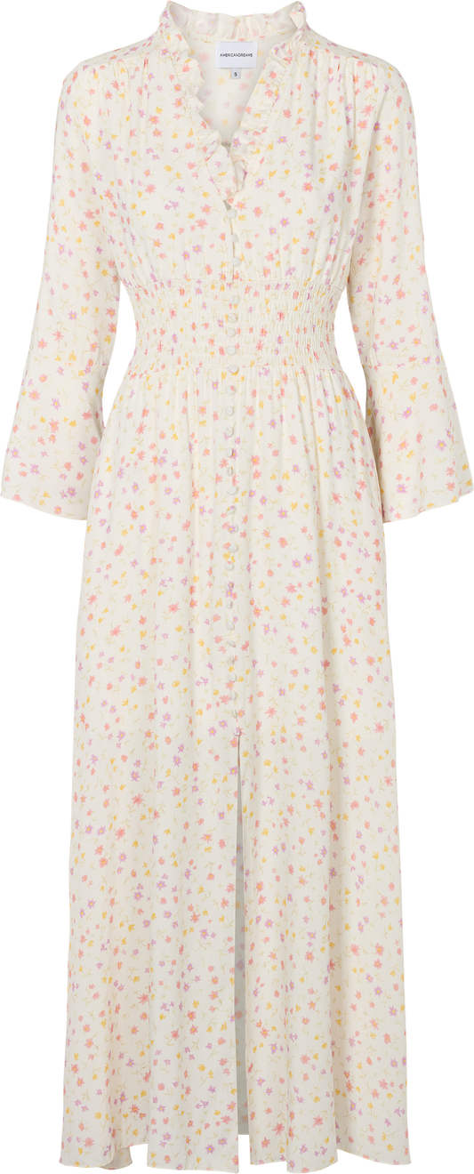 Sally Long Dress White Soft Berry Flower