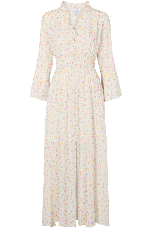 Sally Long Dress White Soft Berry Flower