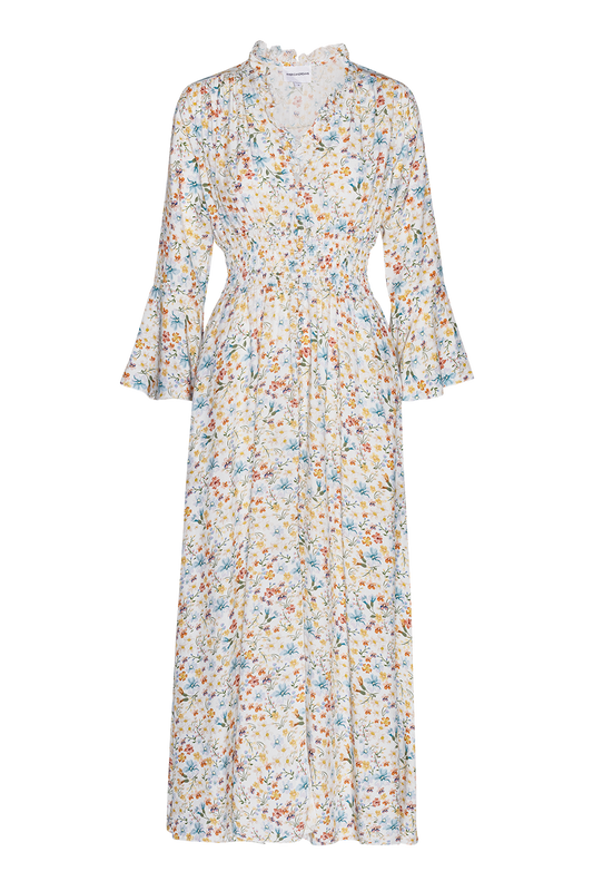 Sally Long Dress White Summer Flower