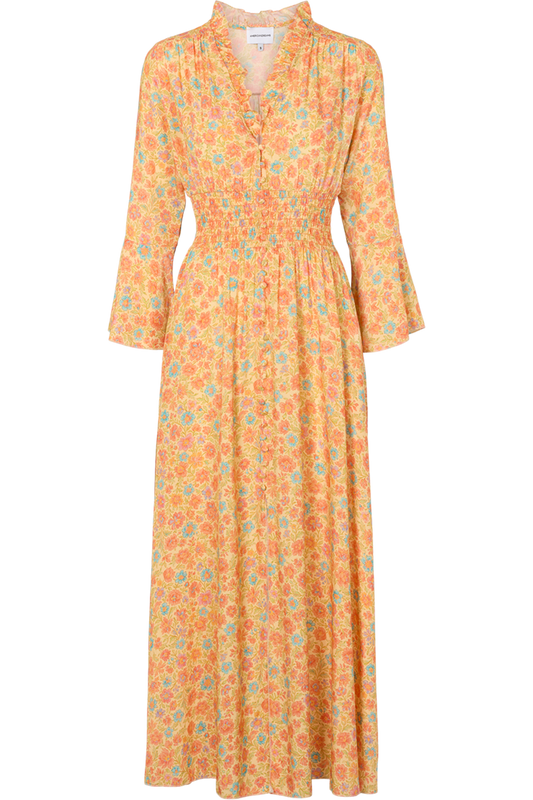 Sally Long Dress Yellow Small Multiflower