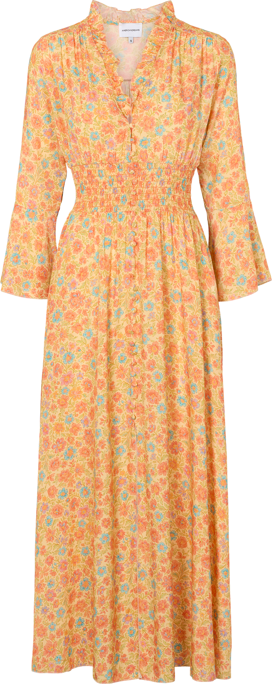 Sally Long Dress Yellow Small Multiflower