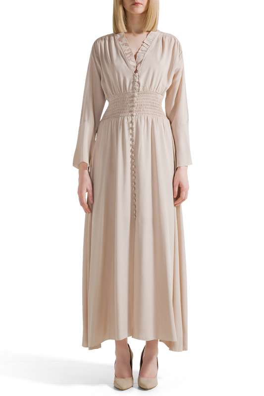 Sally Long Dress Solid Beige