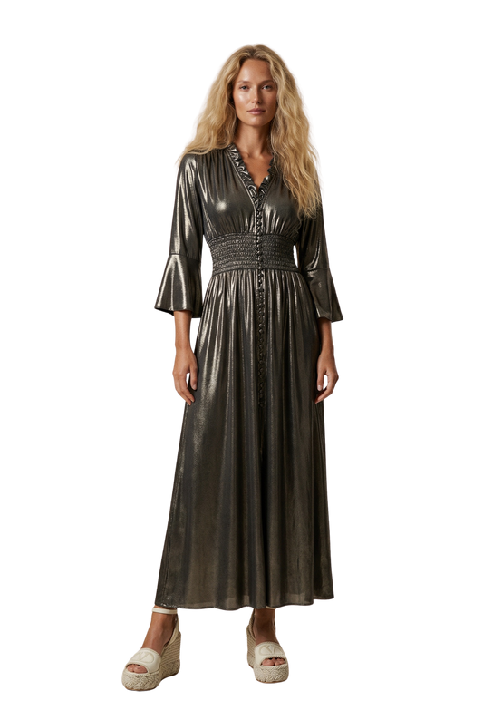 Sally Long Shimmer Dress Black
