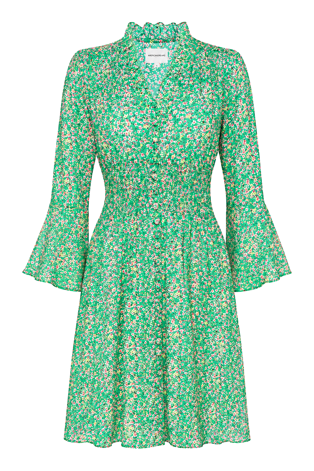 Sally Short Dress Green Flower